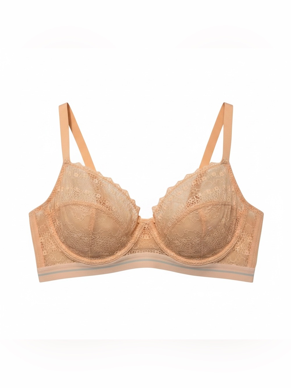 Luvlette Lace Underwire Bra 36E Nude Blush- Gold hardware-NWT